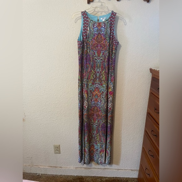 London Times Casual Blue and Purple Halter Maxi Dress - Picture 8 of 8